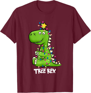 Tree Rex Funny Xmas Trex Boys Toddler Christmas Dinosaur T-Shirt - T-Shirt | Maroon