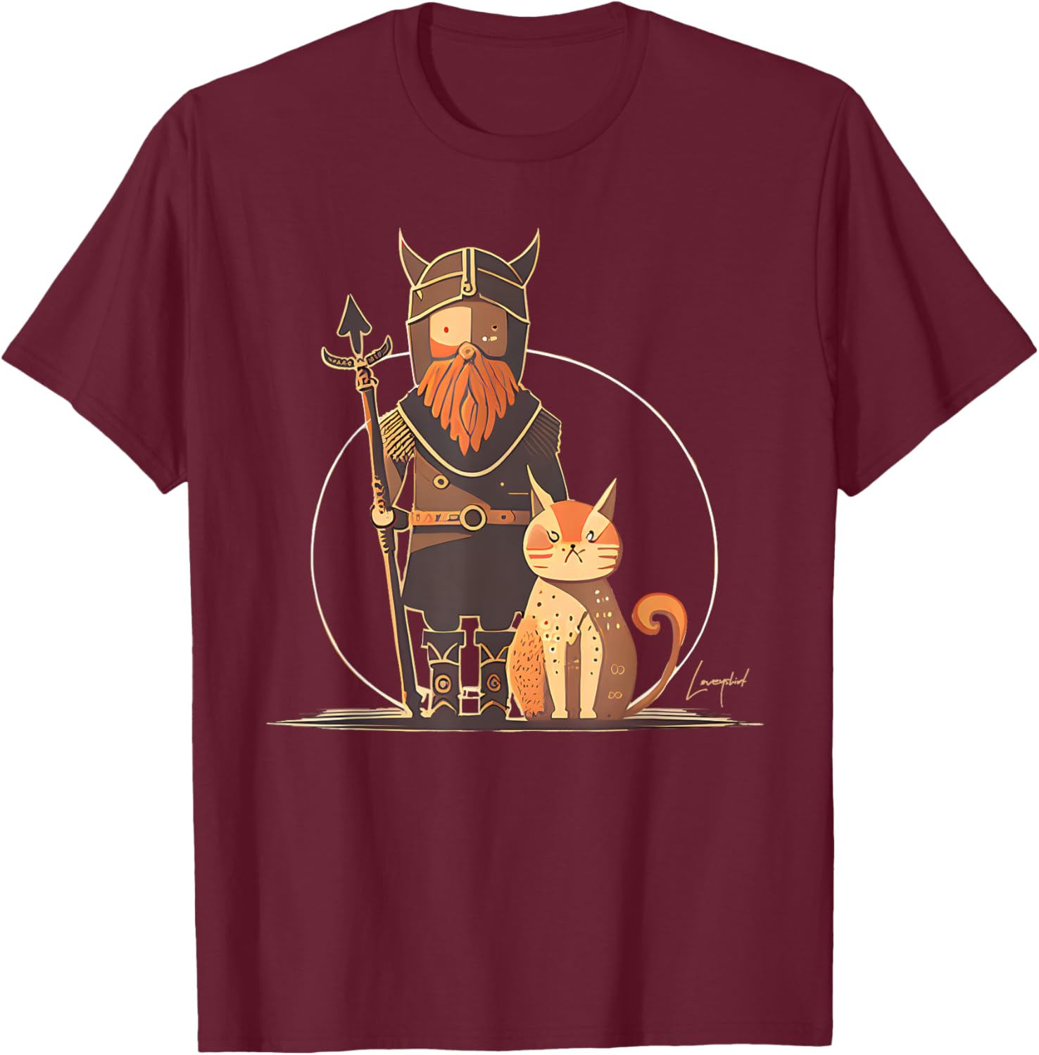 Nordic Duo - Cat and Vikings fans T-Shirt - T-Shirt | Maroon