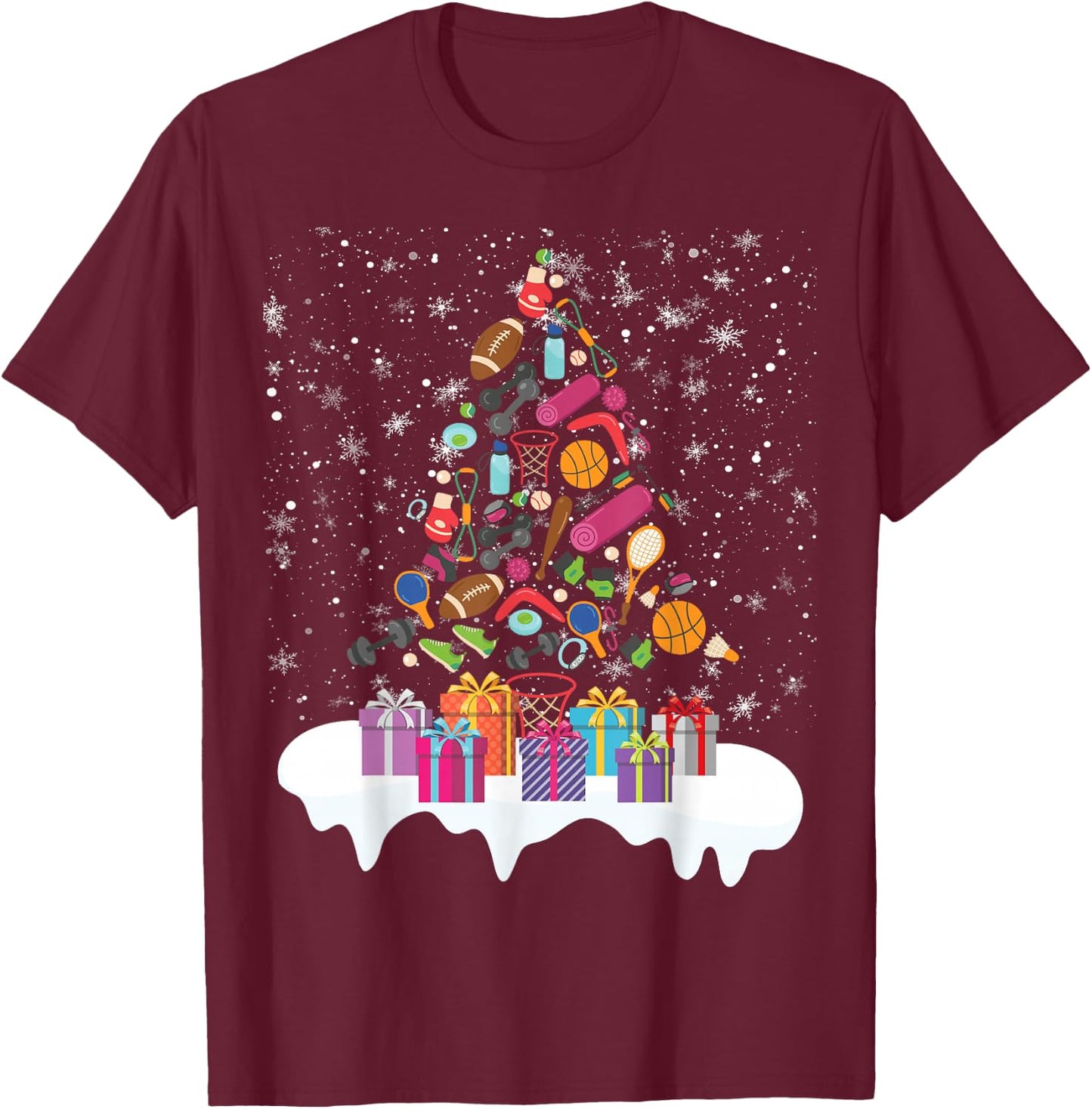PE Teacher Christmas Tree Physical Education Xmas Party Women T-Shirt - T-Shirt | Maroon