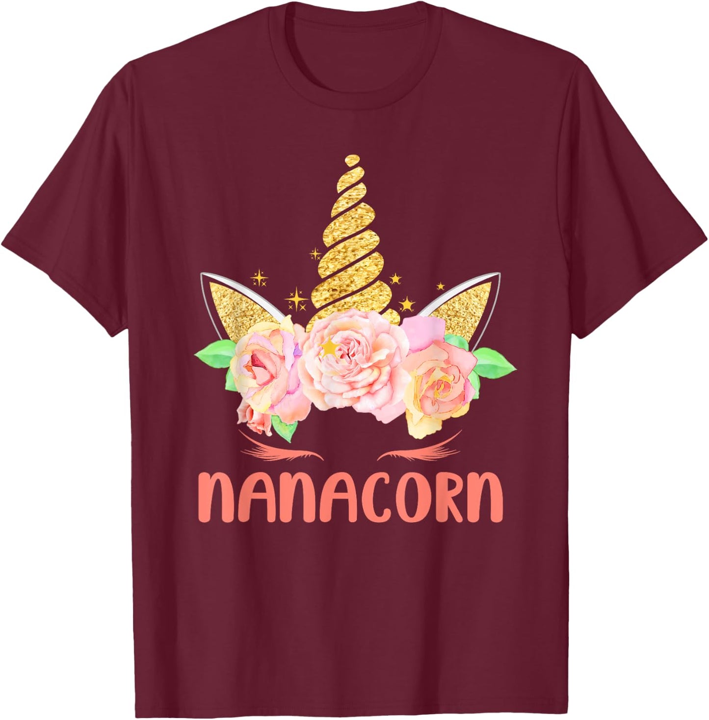 Funny Nanacorn Unicorn Mama Lover Family Matching Costume T-Shirt - T-Shirt | Maroon