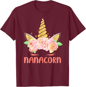 Funny Nanacorn Unicorn Mama Lover Family Matching Costume T-Shirt - T-Shirt | Maroon