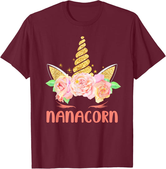 Funny Nanacorn Unicorn Mama Lover Family Matching Costume T-Shirt - T-Shirt | Maroon
