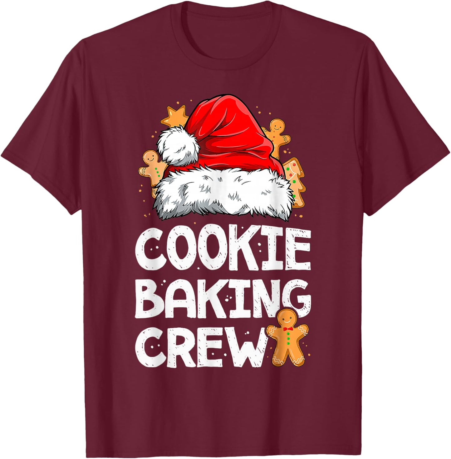 Cookie Baking Crew Funny Christmas Lights Santa Baker Cookie T-Shirt - T-Shirt | Maroon