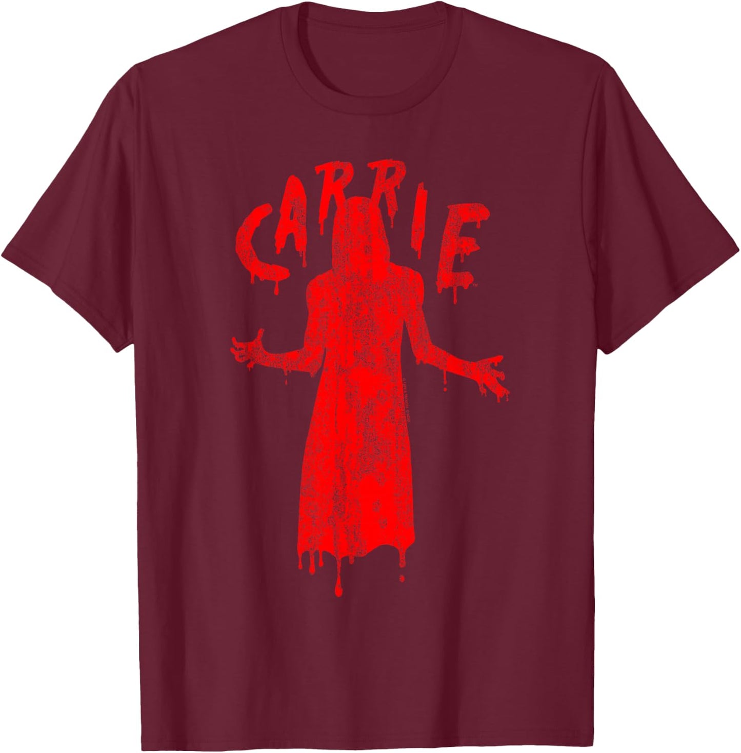 Carrie Official Movie - Black, -Adults, Short Sleeve, Small, , Modern, Neon Japanese Design T-Shirt - T-Shirt | Maroon