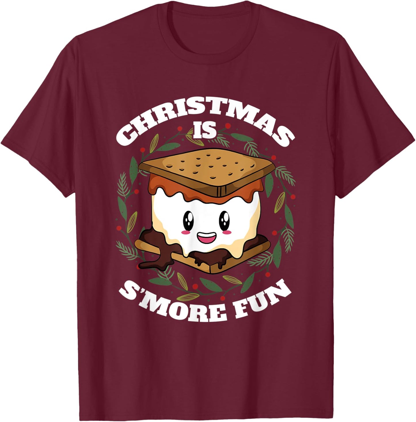 Christmas Is S'more Fun Toddler Boy Camping Cute Smores T-Shirt - T-Shirt | Maroon