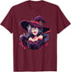 Cute Anime Halloween Witch Japanese Otaku T-Shirt - T-Shirt | Maroon