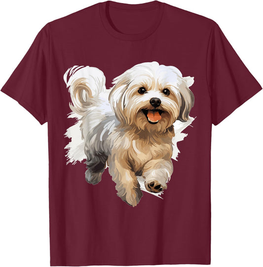 Maltese Dog Breed Pet Cute Graphic Men Women Girls Kids T-Shirt - T-Shirt | Maroon