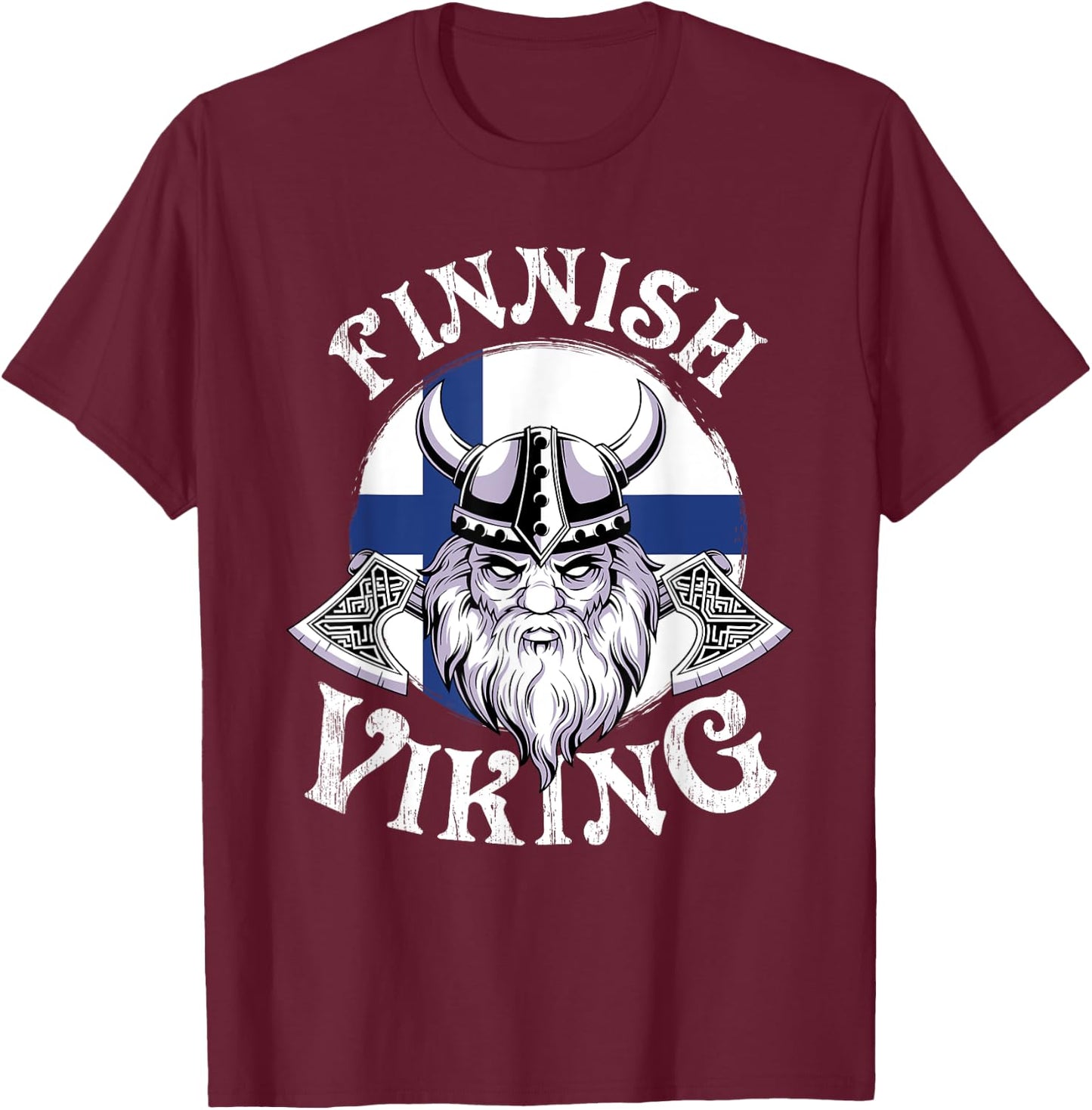 Finnish Viking Funny Finland Flag Norse Vikings Lover Outfit T-Shirt - T-Shirt | Maroon
