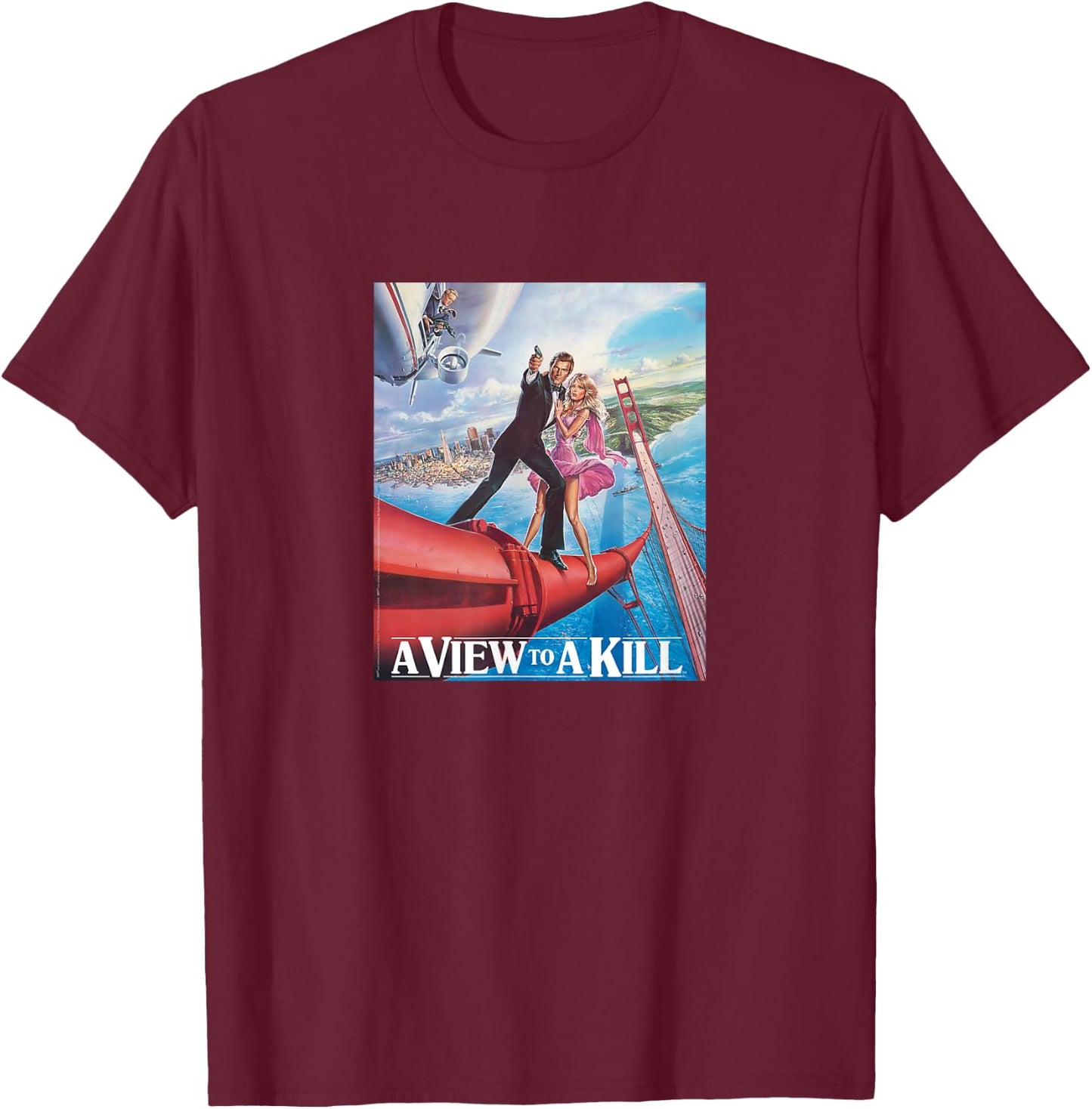 Official James Bond 007 A View to a Kill T-Shirt - T-Shirt | Maroon