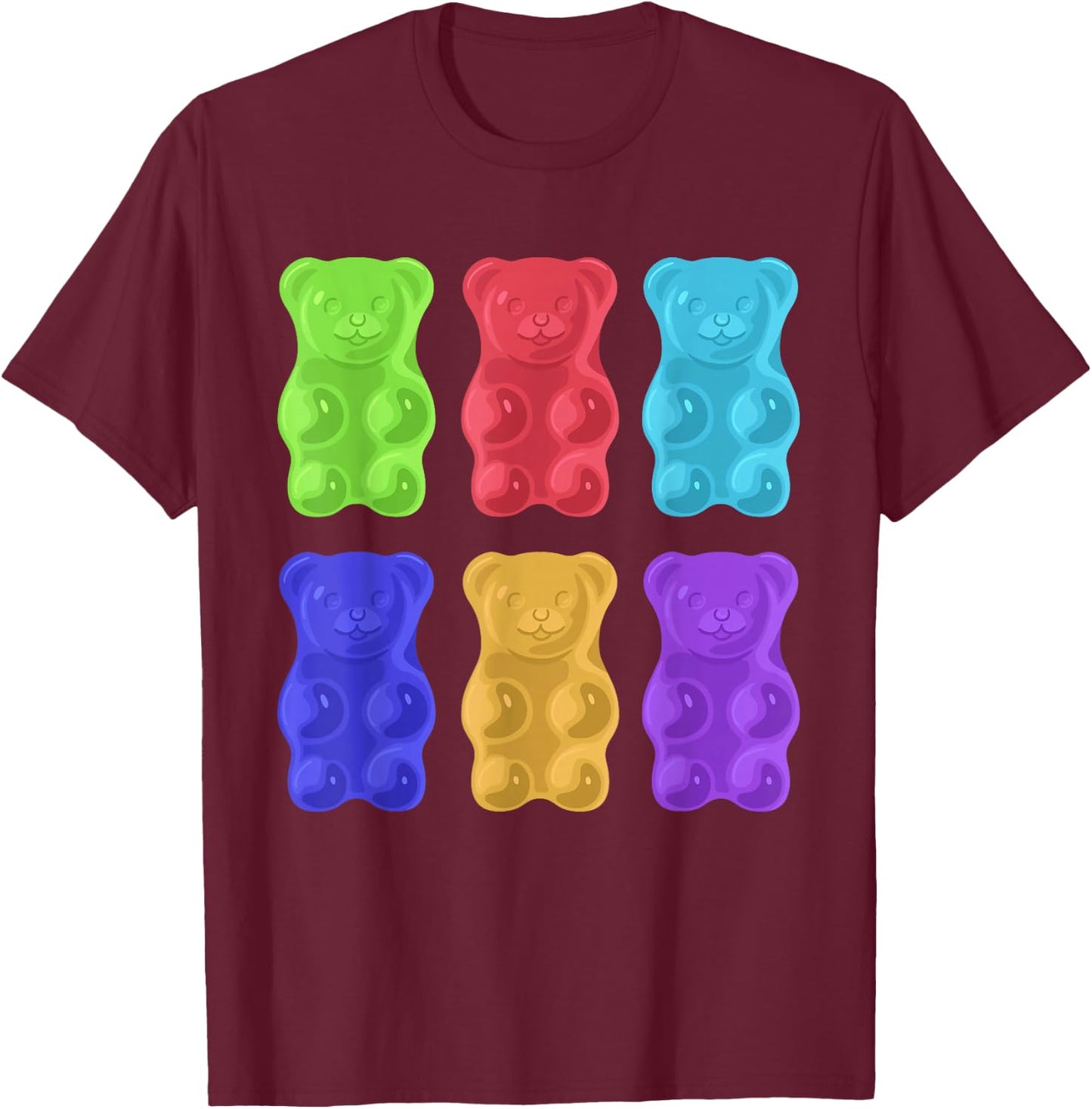 Cool Gummy Bear Art For Girls Kids Toddler Candy Gummies T-Shirt - T-Shirt | Maroon