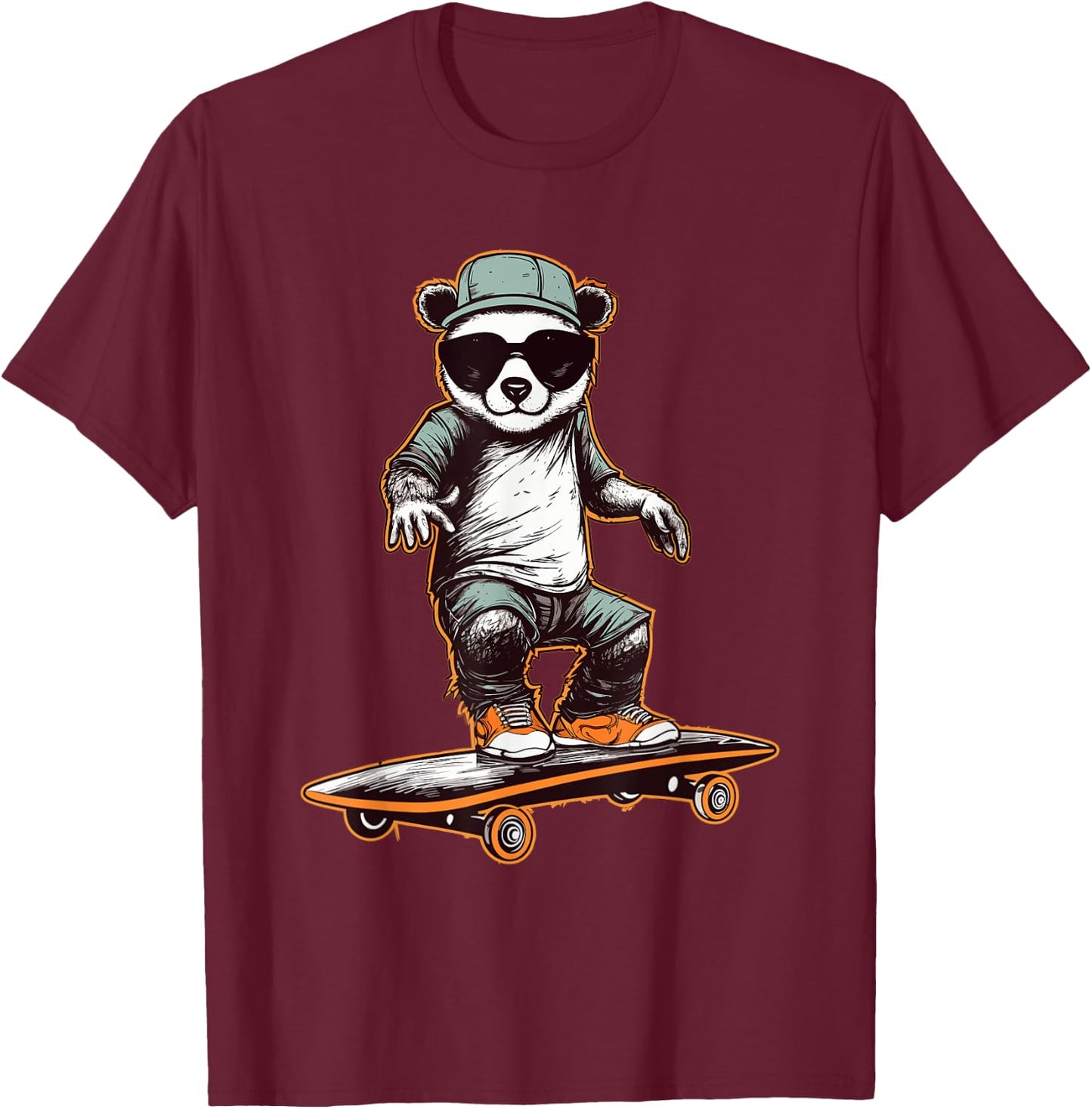 Skateboarding Panda Skater Skateboarder Women T-Shirt - T-Shirt | Maroon