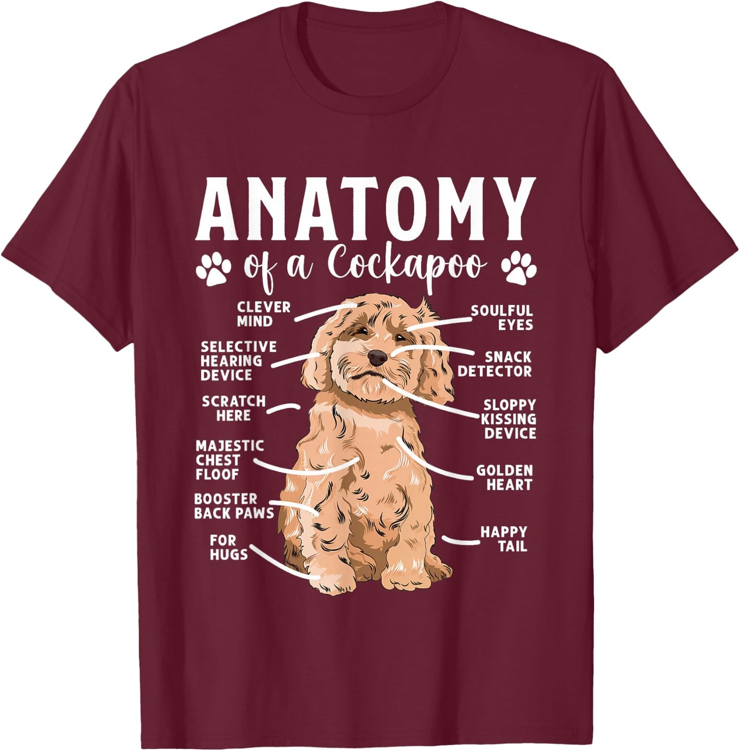 Cockapoo Dog Owner Anatomy Of A Cockapoo T-Shirt - T-Shirt | Maroon