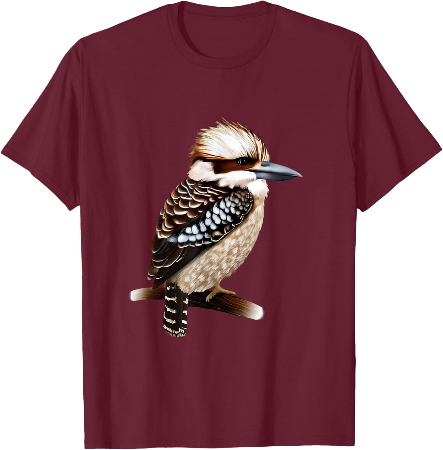 Kookaburra Bird Collection! Kookaburra Bird - -Adults and Kids - Black - Short Sleeve - - Small T-Shirt - T-Shirt | Maroon