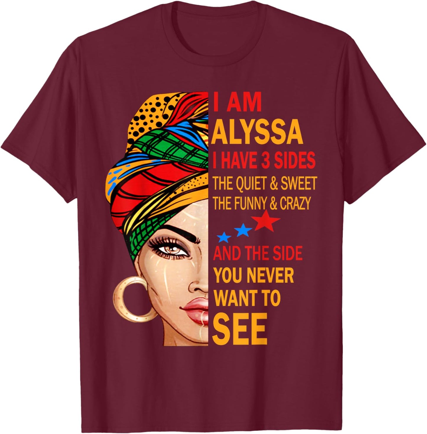 ALYSSA Name Surname Family Last First Name ALYSSA T-Shirt - T-Shirt | Maroon