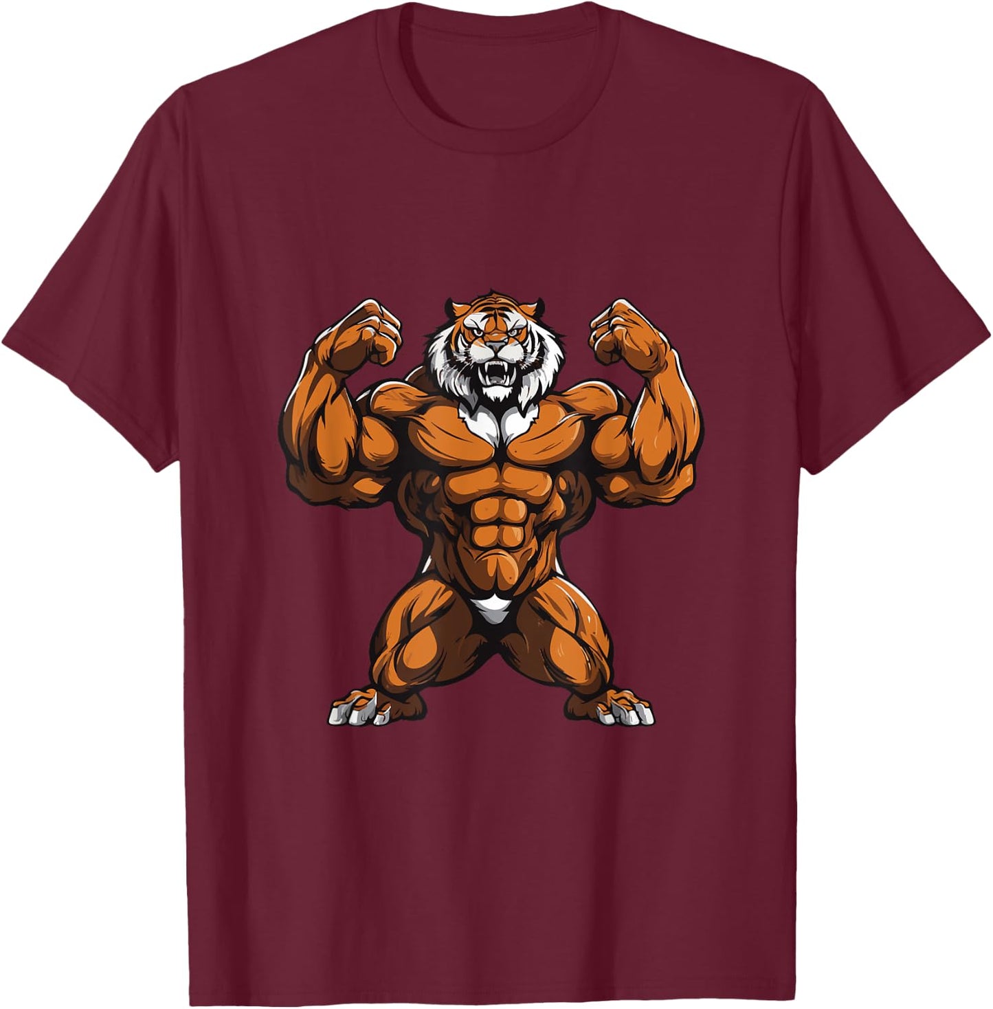 Tiger Muscles Gym Fitness Workout Training Beast T-Shirt - T-Shirt | Maroon