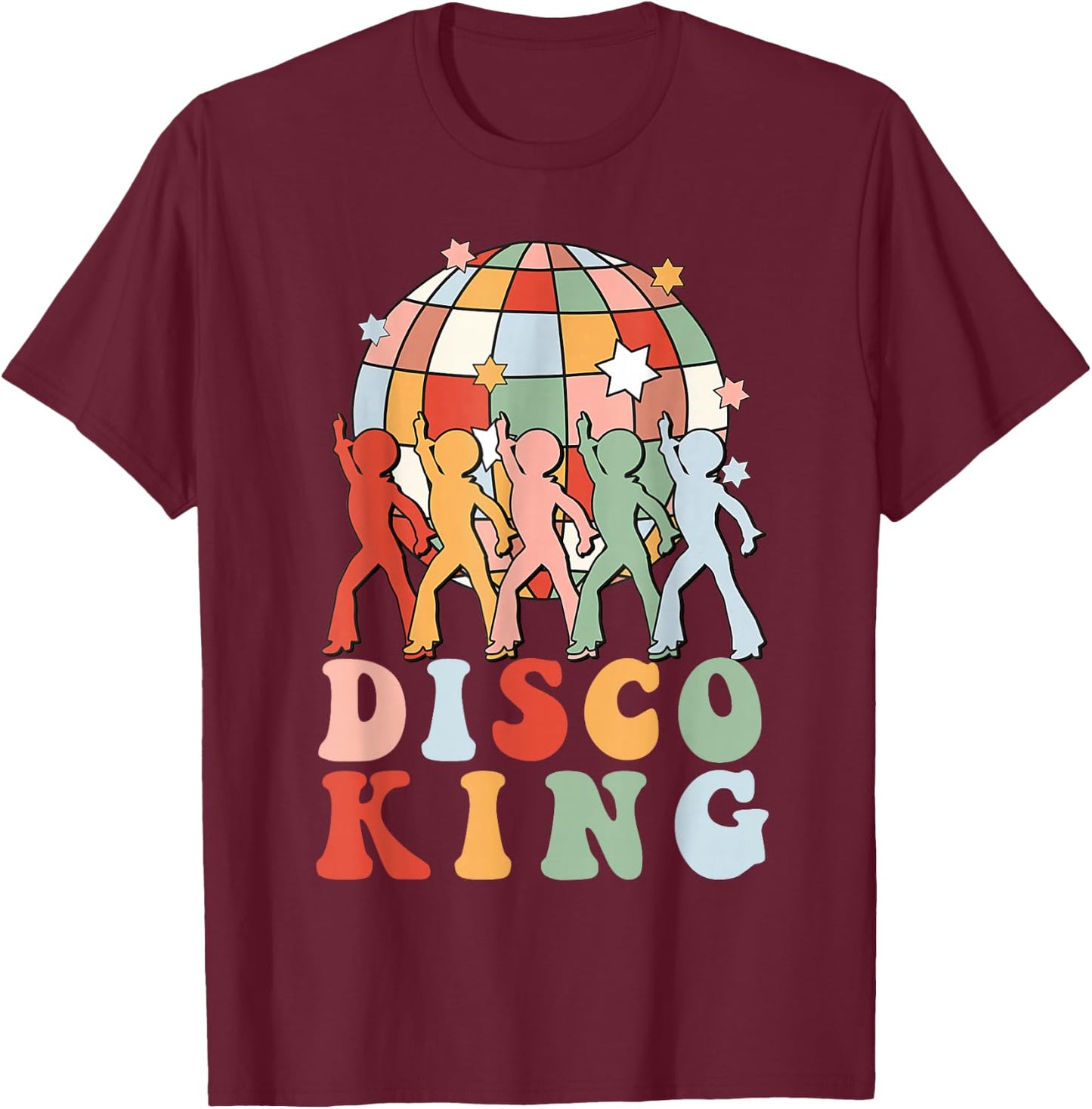 Disco King Funky Vintage 70s 80s For Dance Party Gifts T-Shirt - T-Shirt | Maroon