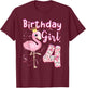 4th Birthday Girls Flamingo 4 Years Old Tropical Flamingo T-Shirt - T-Shirt | Maroon