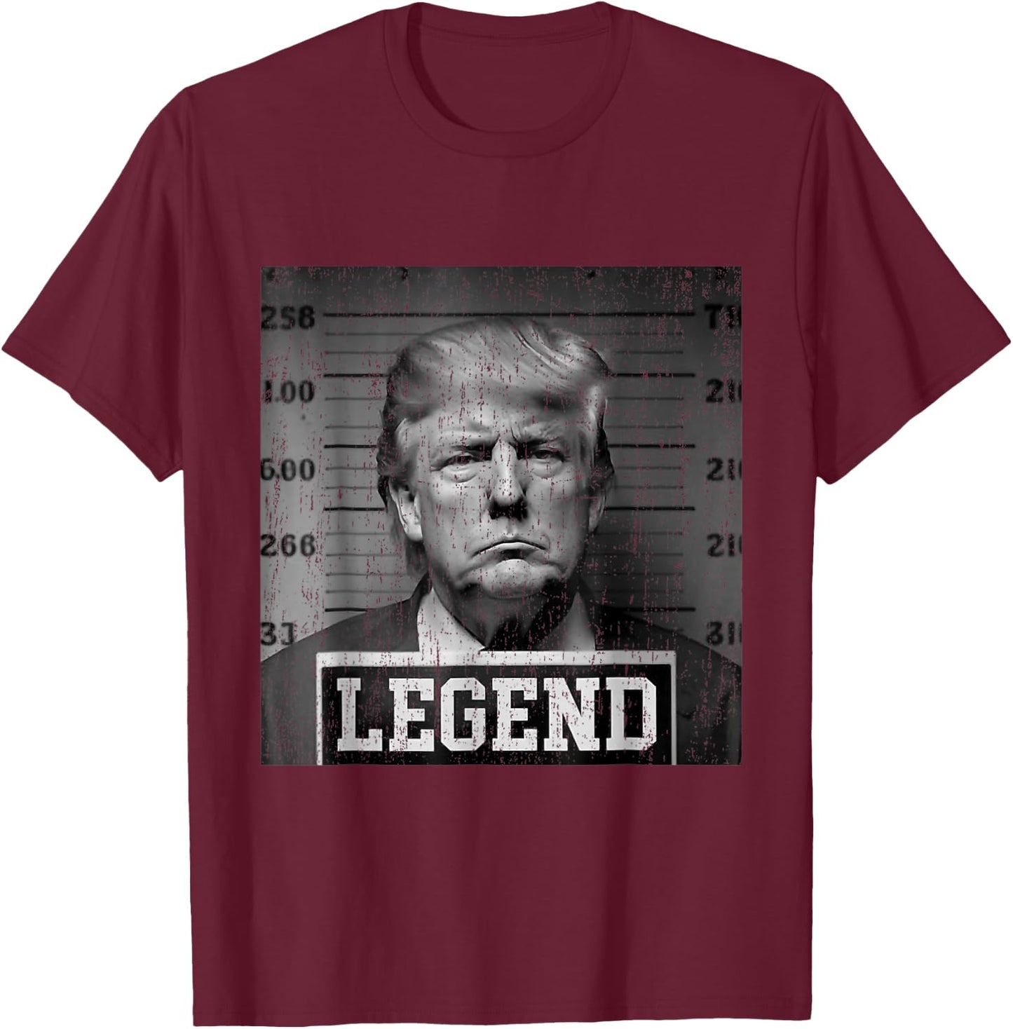 Trump 2024 Mugshot President Legend USA Black Retro T-Shirt - T-Shirt | Maroon
