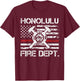 Honolulu Hawaii Fire Department Thin Red Line Fireman T-Shirt - T-Shirt | Maroon