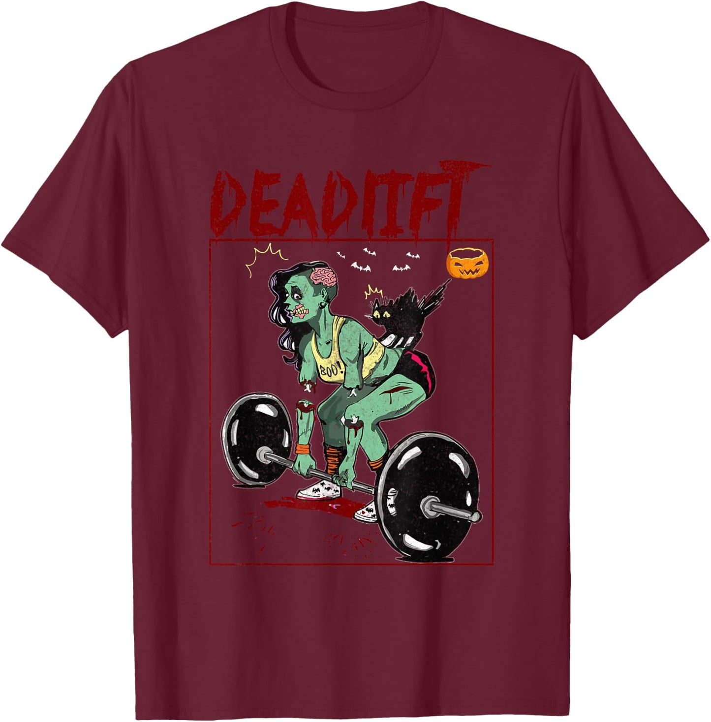 Deadlift Funny Halloween Costume Workout Exercise Fitness T-Shirt - T-Shirt | Maroon