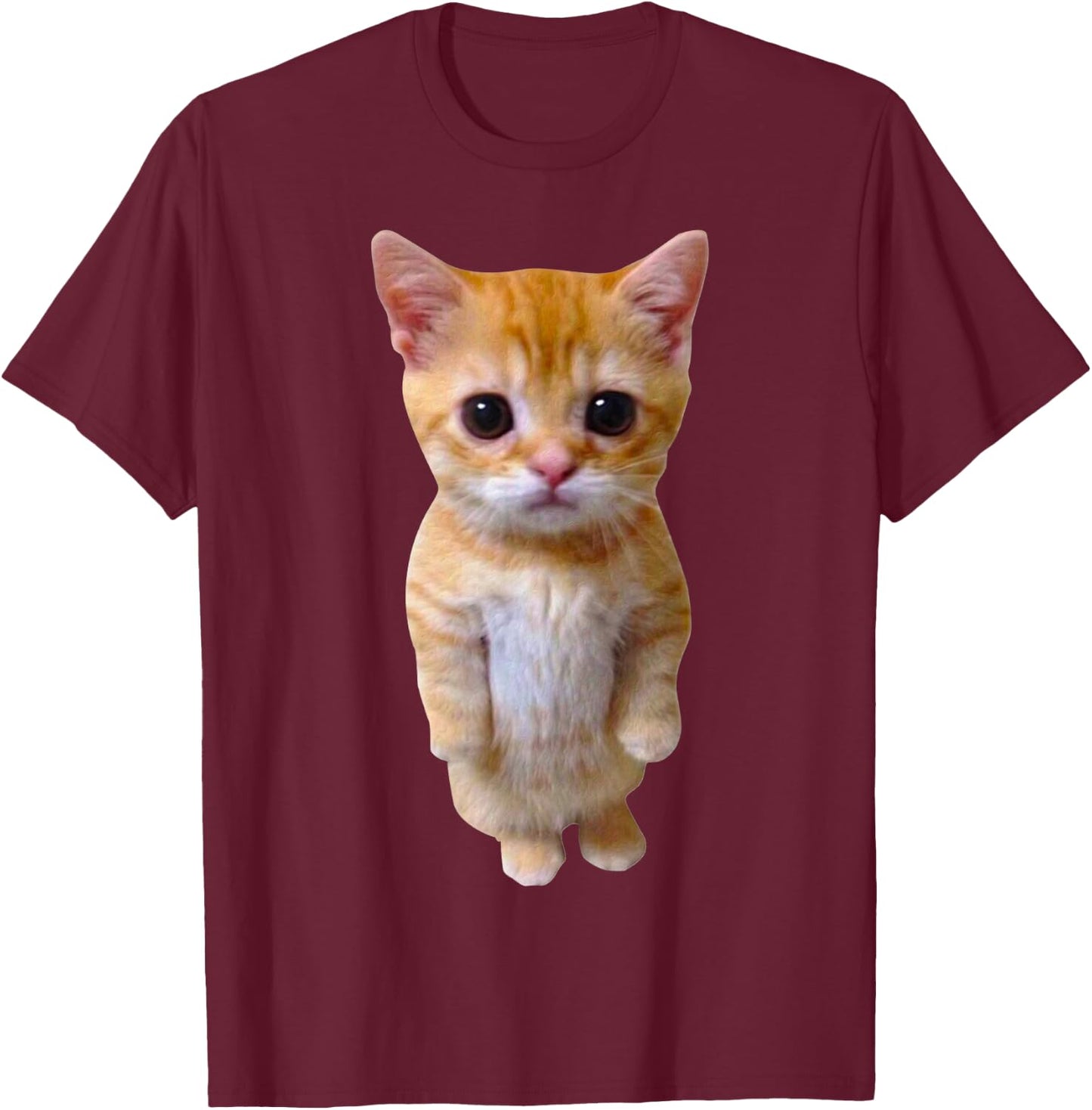 El Gato Meme Sad Crying Cat Munchkin Kitty Meme Trendy Small T-Shirt - T-Shirt | Maroon
