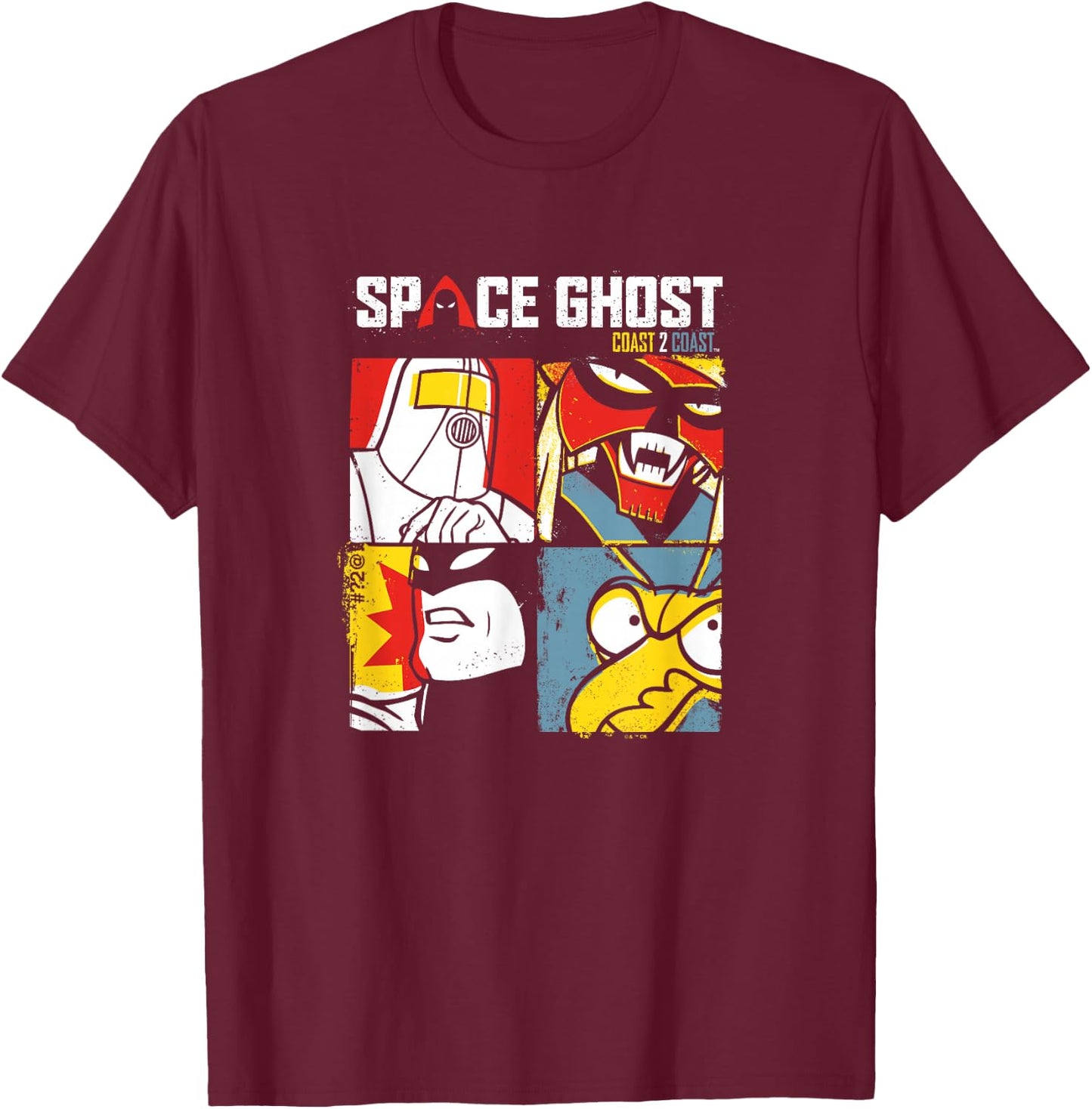 Space Ghost Coast to Coast Vintage Villains Faded Box Ups T-Shirt - T-Shirt | Maroon