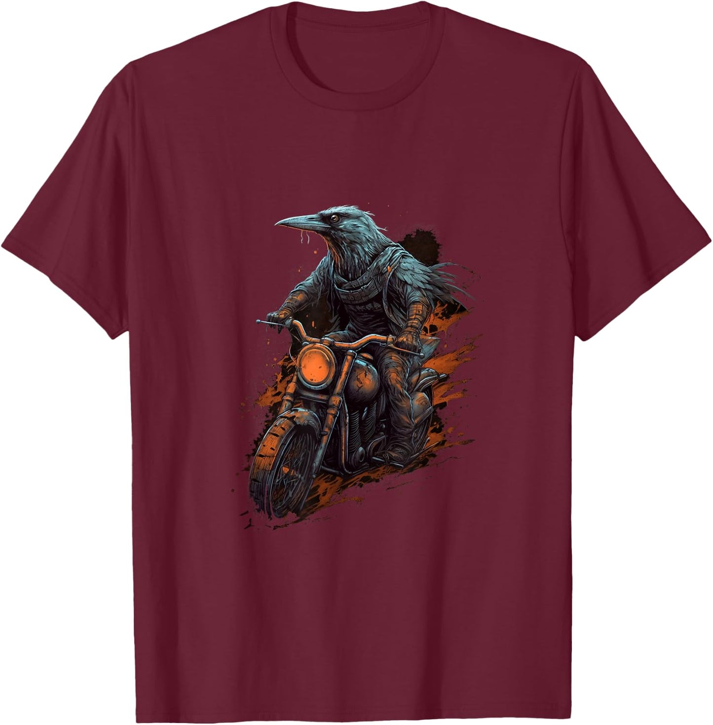 Dirt Bike Raven Crow Motocross Biker Funny Motorcycle Riding T-Shirt - T-Shirt | Maroon
