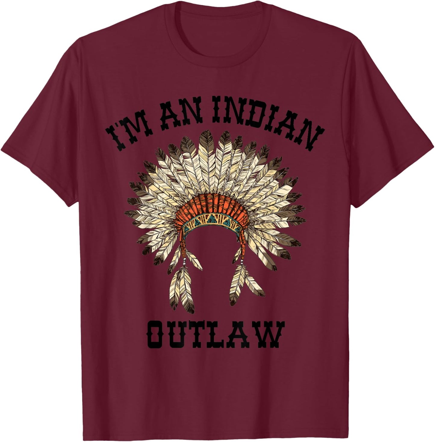 Vintage Indian Outlaw Classic - Women's Grey Classic Fit Short Sleeve - Small - Music Themed - Vacation Wear T-Shirt - T-Shirt | Maroon