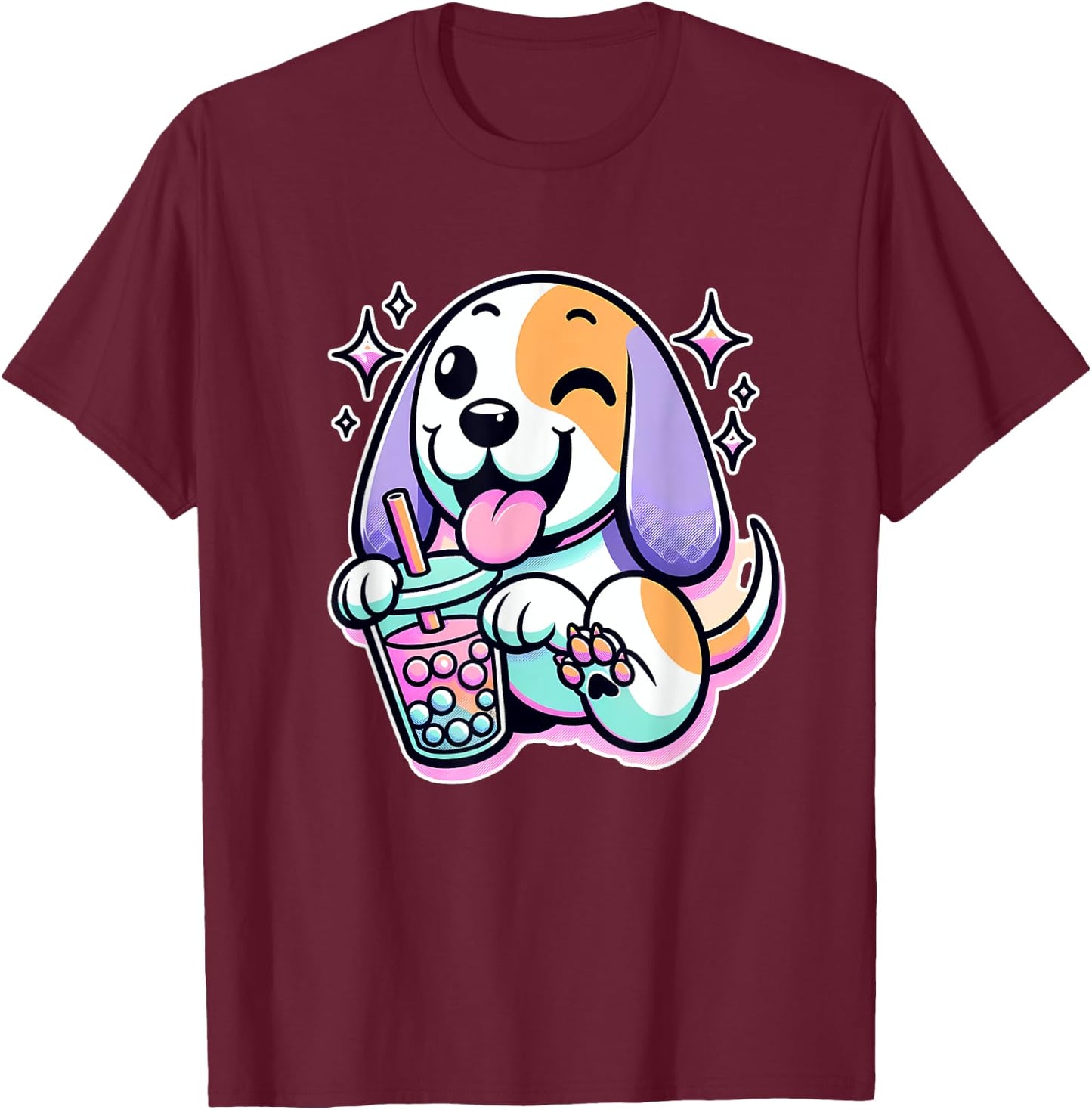 Pastel Goth Treeing Walker Coonhound Dog Bubble Tea Women Kids T-Shirt - T-Shirt | Maroon