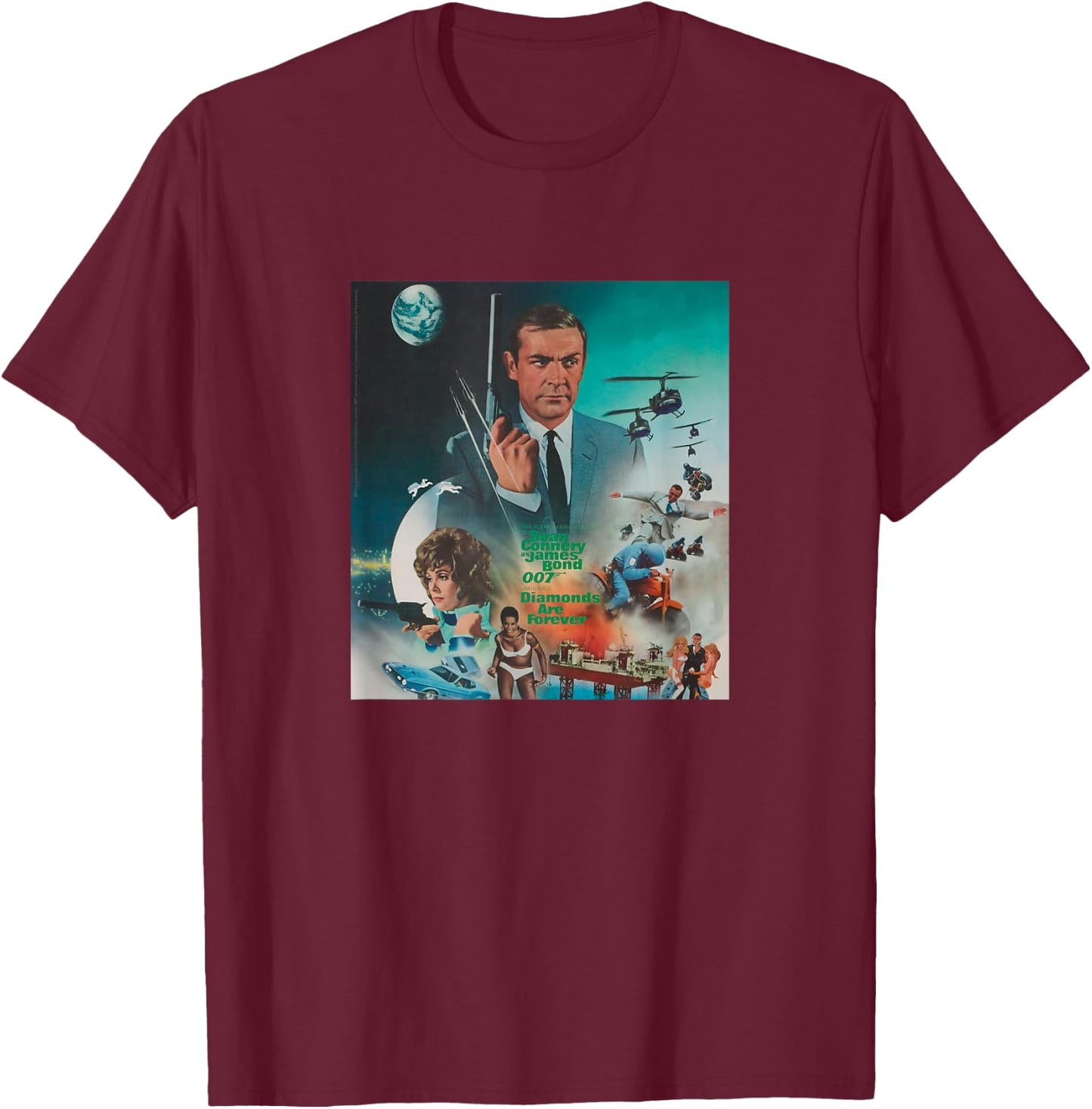 Official James Bond 007 Diamonds are Forever T-Shirt - T-Shirt | Maroon