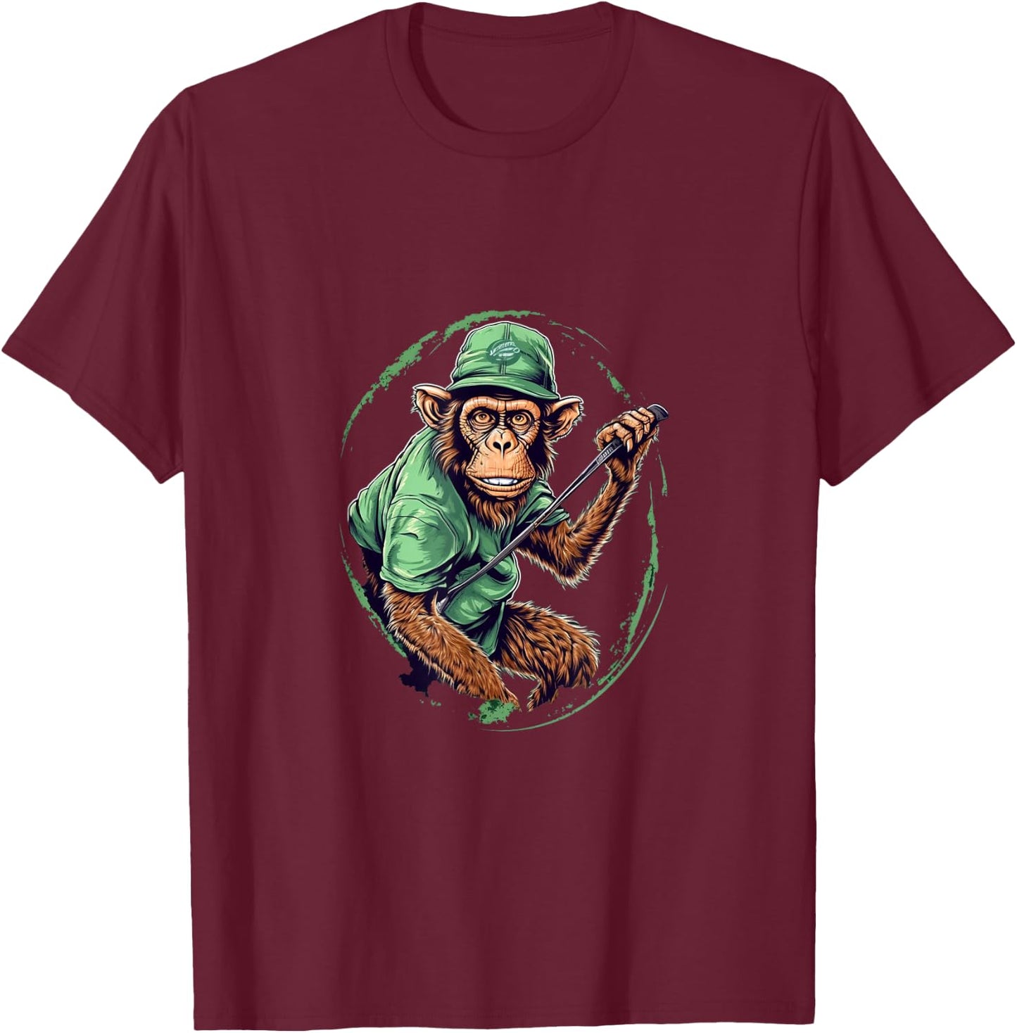 Golfer Monkey Golf Club Golf Player Golfing Ape Primate T-Shirt - T-Shirt | Maroon