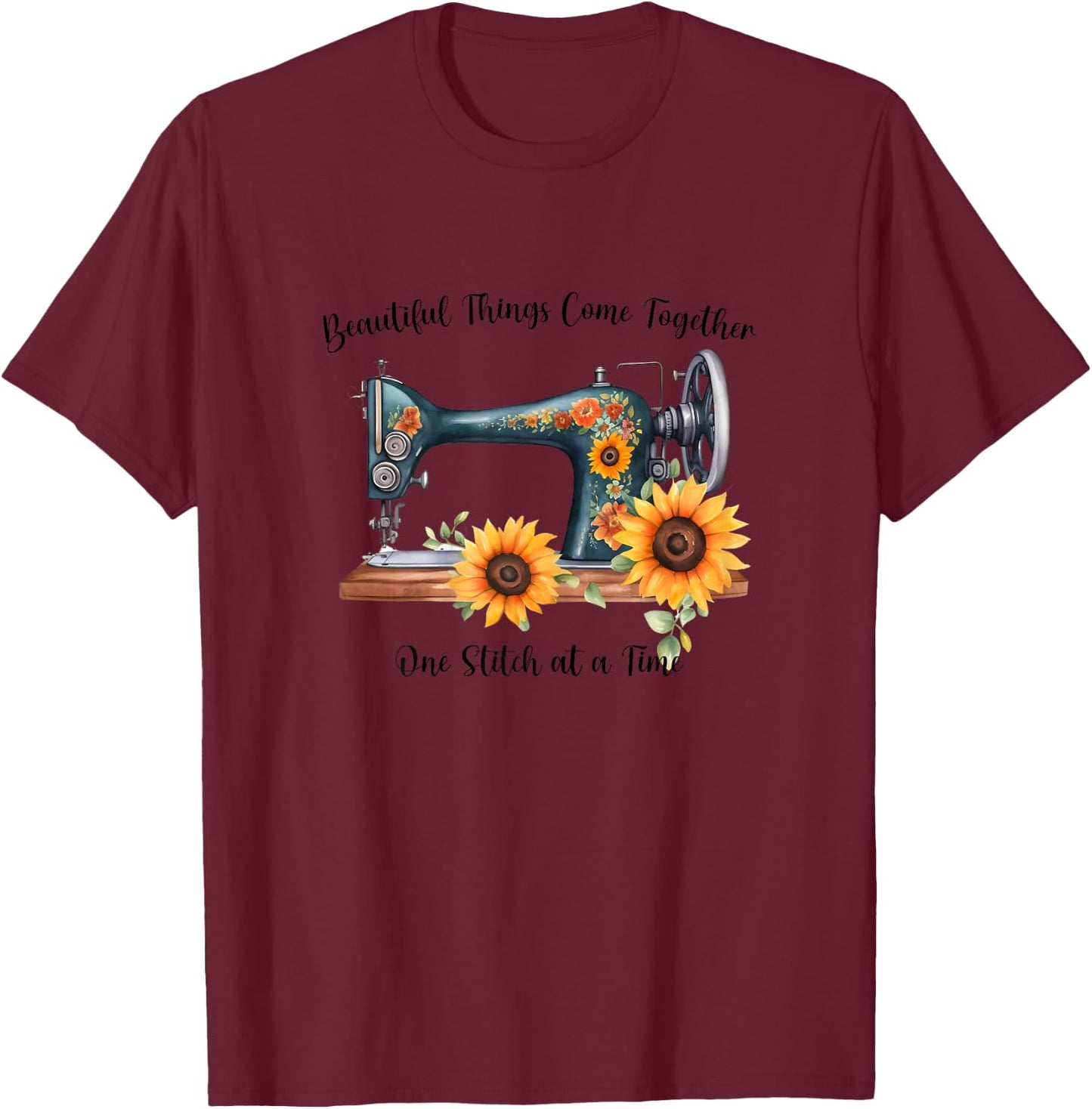 Quilting Yarn Graphic Design Seamstress Sewing Themed T-Shirt - T-Shirt | Maroon