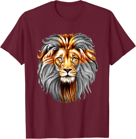 Jesus Lion Of Judah T-Shirt - T-Shirt | Maroon