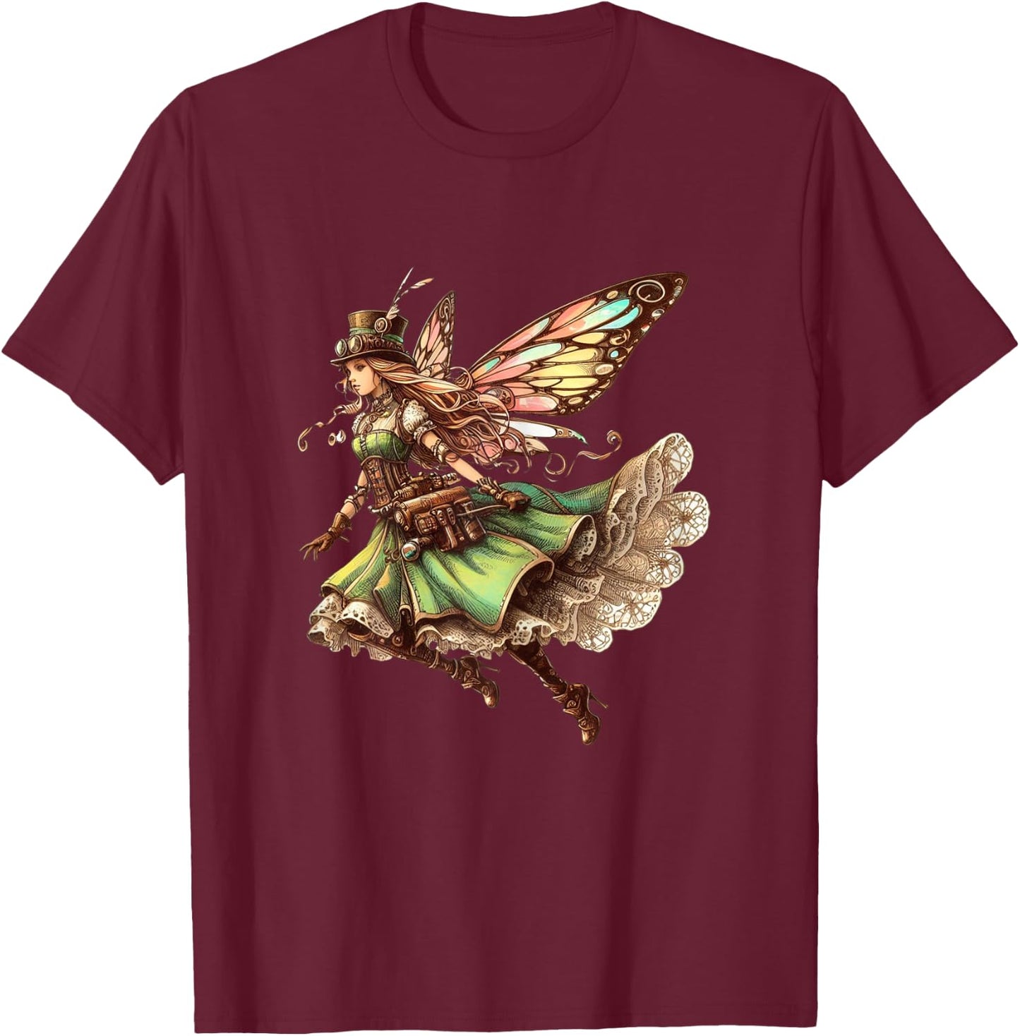 Lovely Steampunk Fairy T-Shirt - T-Shirt | Maroon