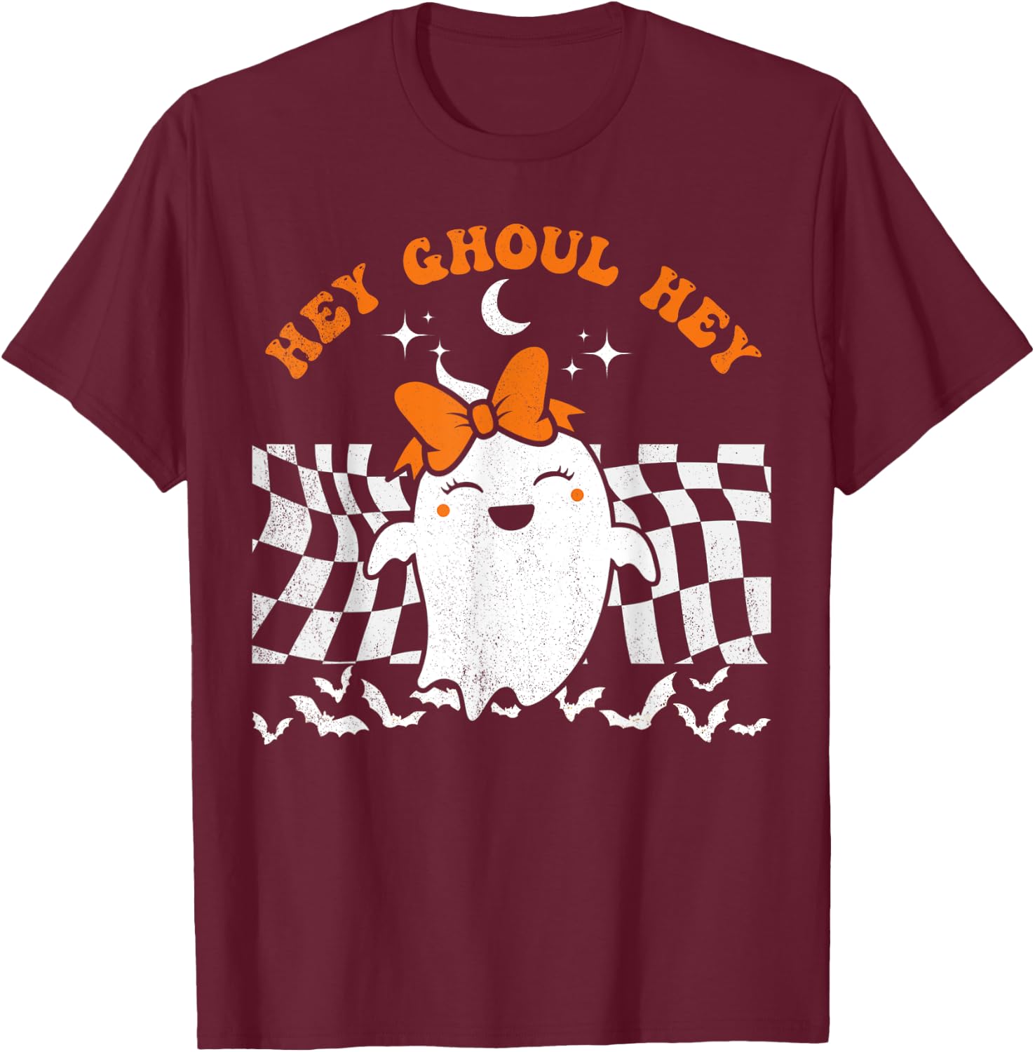 Hey Ghoul Hey Ghost Halloween Funny Pun Spooky Vintage T-Shirt - T-Shirt | Maroon