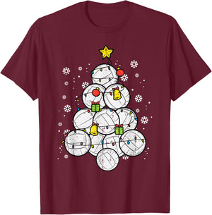 Volleyball Christmas Tree Xmas Sports Player Men Women Kids T-Shirt - T-Shirt | Maroon