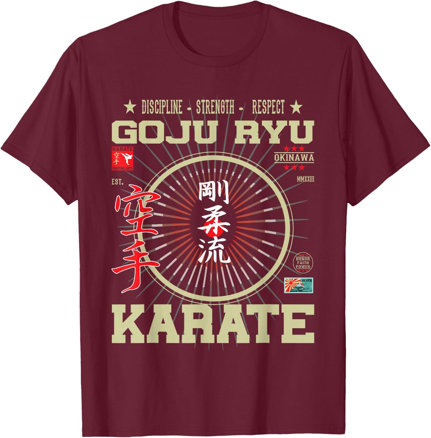 Goju Ryu Kanji Design for Karateka and Martial Arts Fans T-Shirt - T-Shirt | Maroon