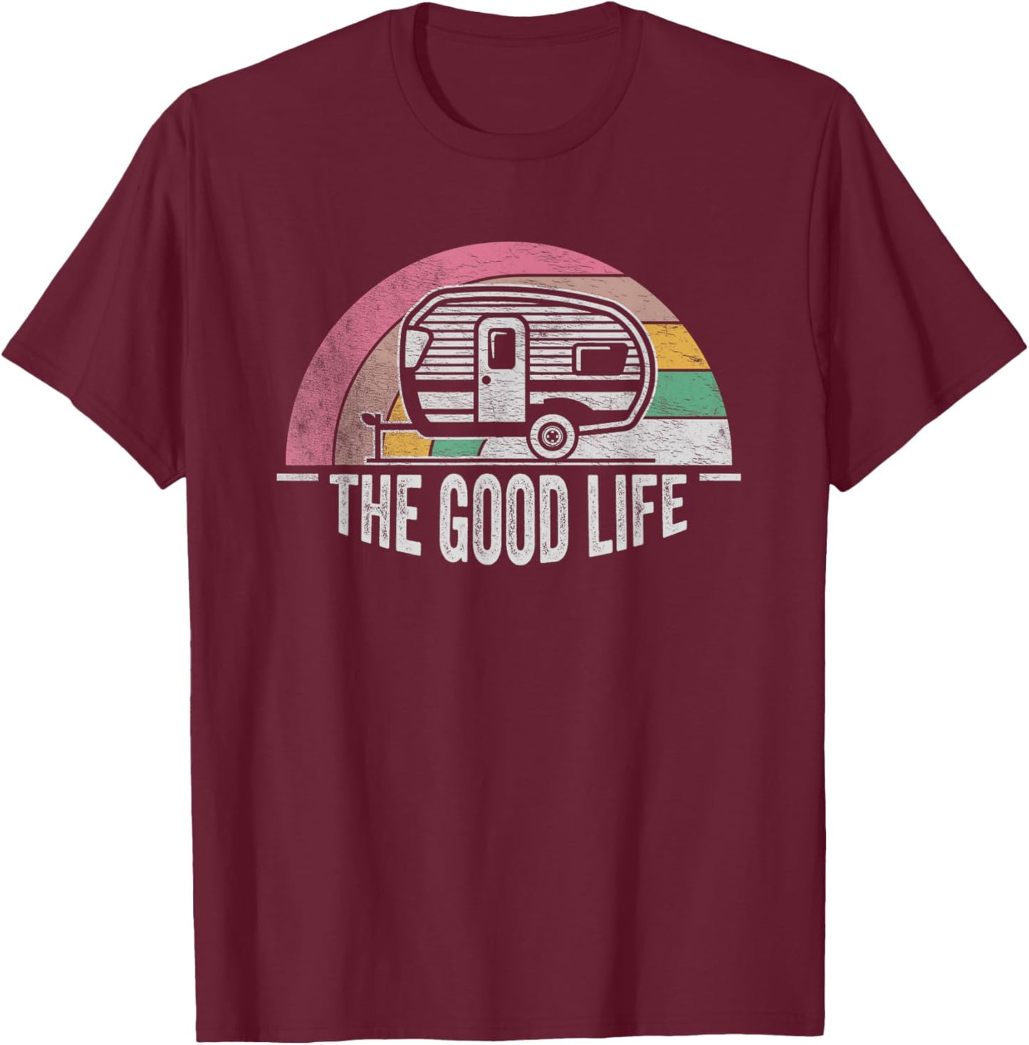 Retro Vintage Shasta Trailer The Good Life Camper Camping T-Shirt - T-Shirt | Maroon