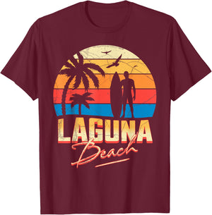Laguna California Beach Surfing Surf Summer Vacation Men Women Girls Kids T-Shirt - T-Shirt | Maroon