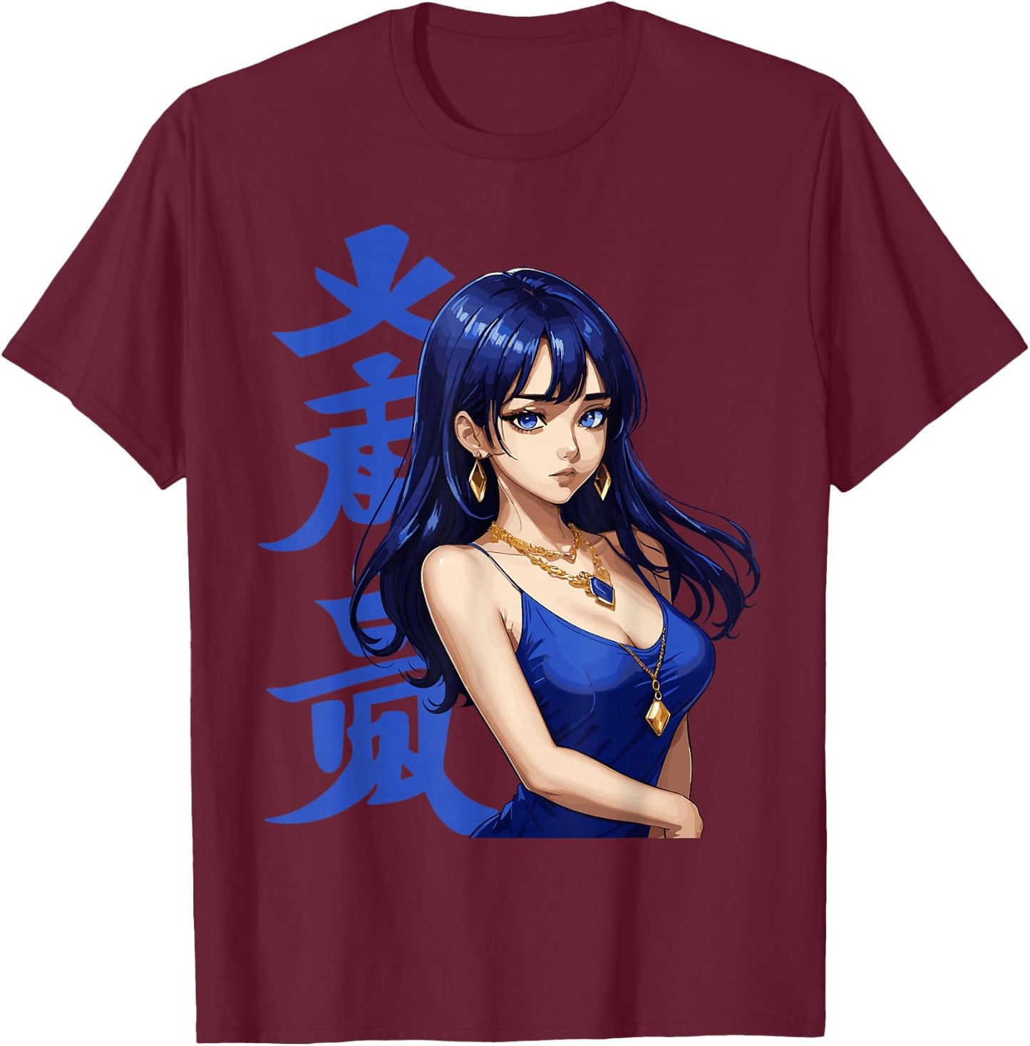 Sexy Anime Girl Waifu Japanese T-Shirt - T-Shirt | Maroon