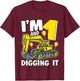 Kids I'm 1 And Digging It 1 Year Boy Kids 1st Birthday Excavator T-Shirt - T-Shirt | Maroon