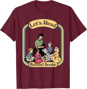 Let's Read Banned Books T-Shirt - T-Shirt | Maroon