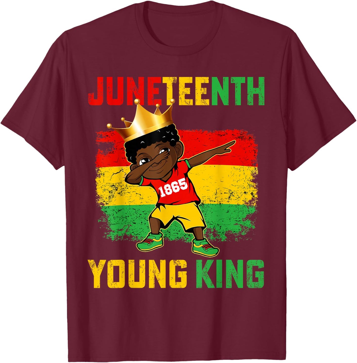 Juneteenth King Celebrating 1865 Black Boys Kids Toddler T-Shirt - T-Shirt | Maroon