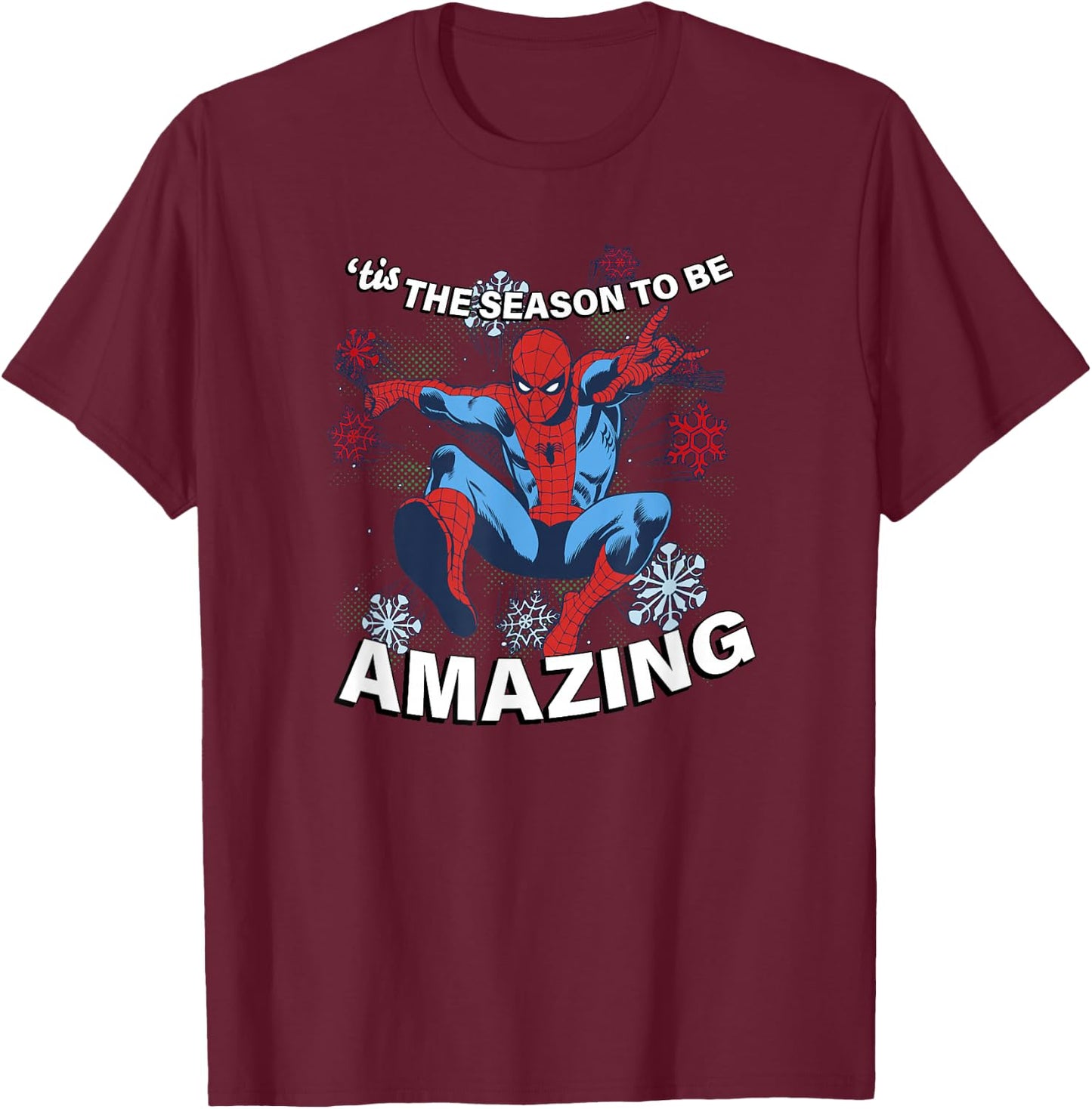 Marvel Christmas Spider-Man 'Tis The Season To Be Amazing T-Shirt - T-Shirt | Maroon