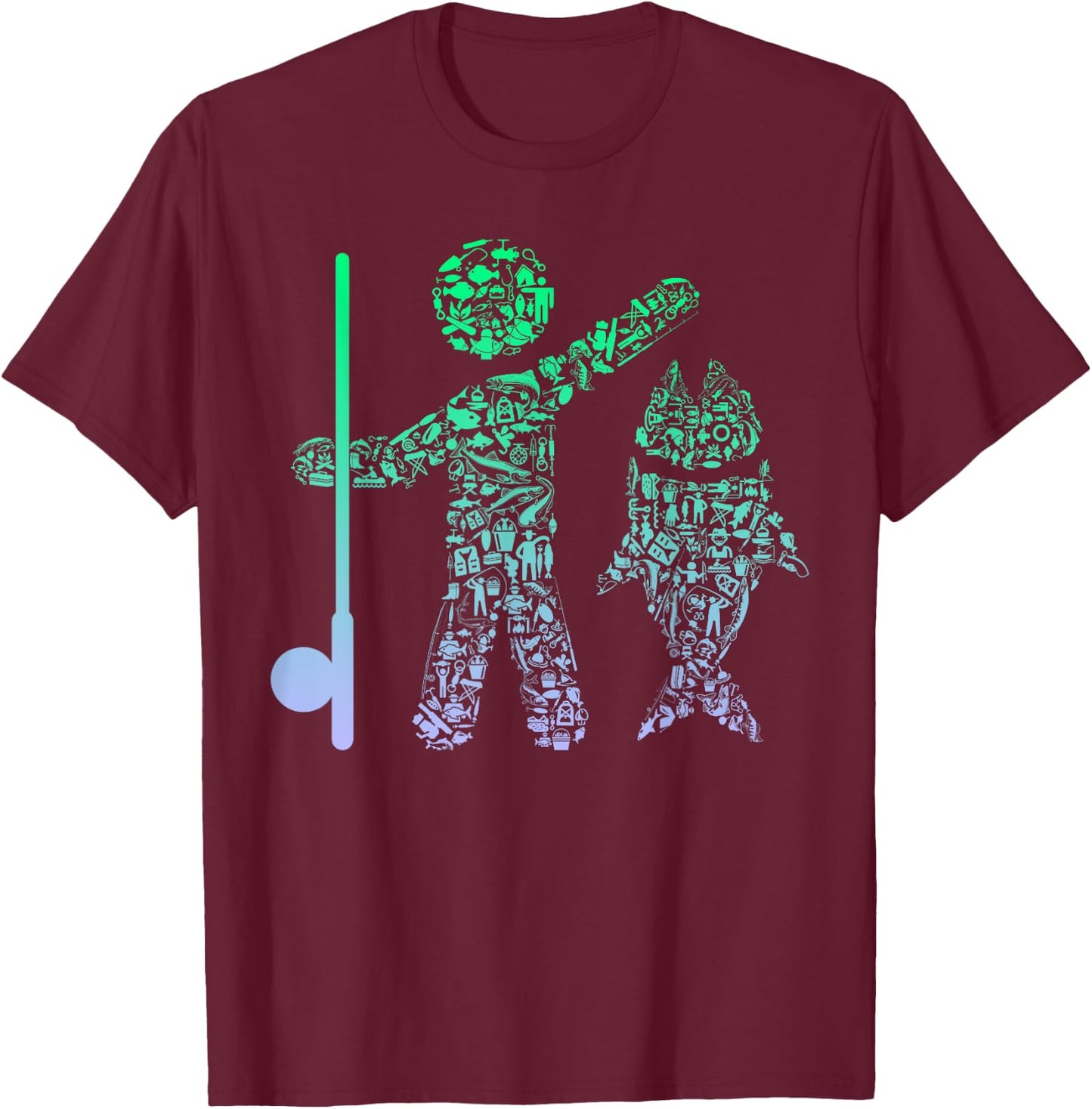 Fishing Icon for Fisherman | Boys Fishing T-Shirt - T-Shirt | Maroon