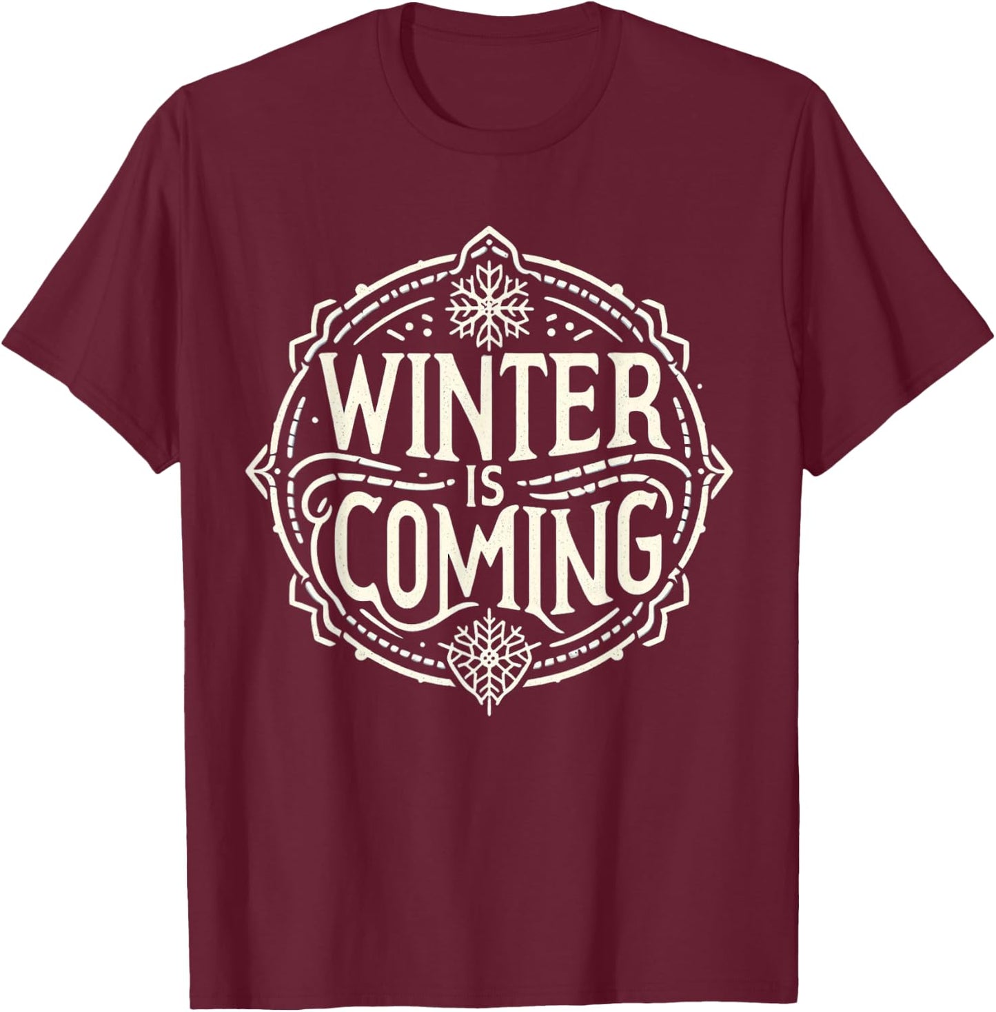 Dreamz Unlimited Men's Winter Snowflake Design , Black, Small T-Shirt - T-Shirt | Maroon