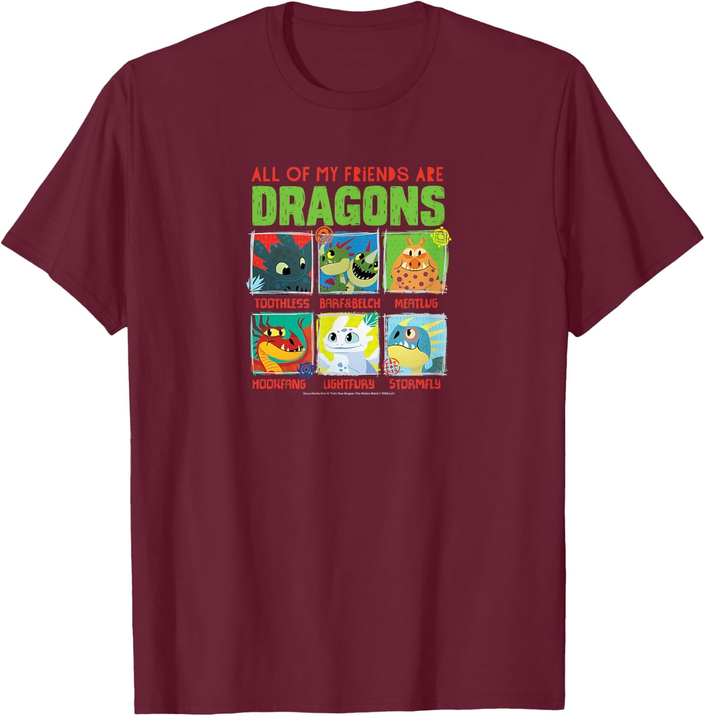 How To Train Your Dragon - All Of My Friends Are Dragons T-Shirt - T-Shirt | Maroon