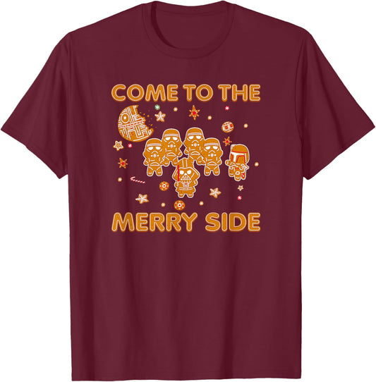 Star Wars Christmas Come To The Merry Side Gingerbread T-Shirt - T-Shirt | Maroon