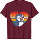 Cute Puffin Design Retro Heart Shape Vintage T-Shirt - T-Shirt | Maroon