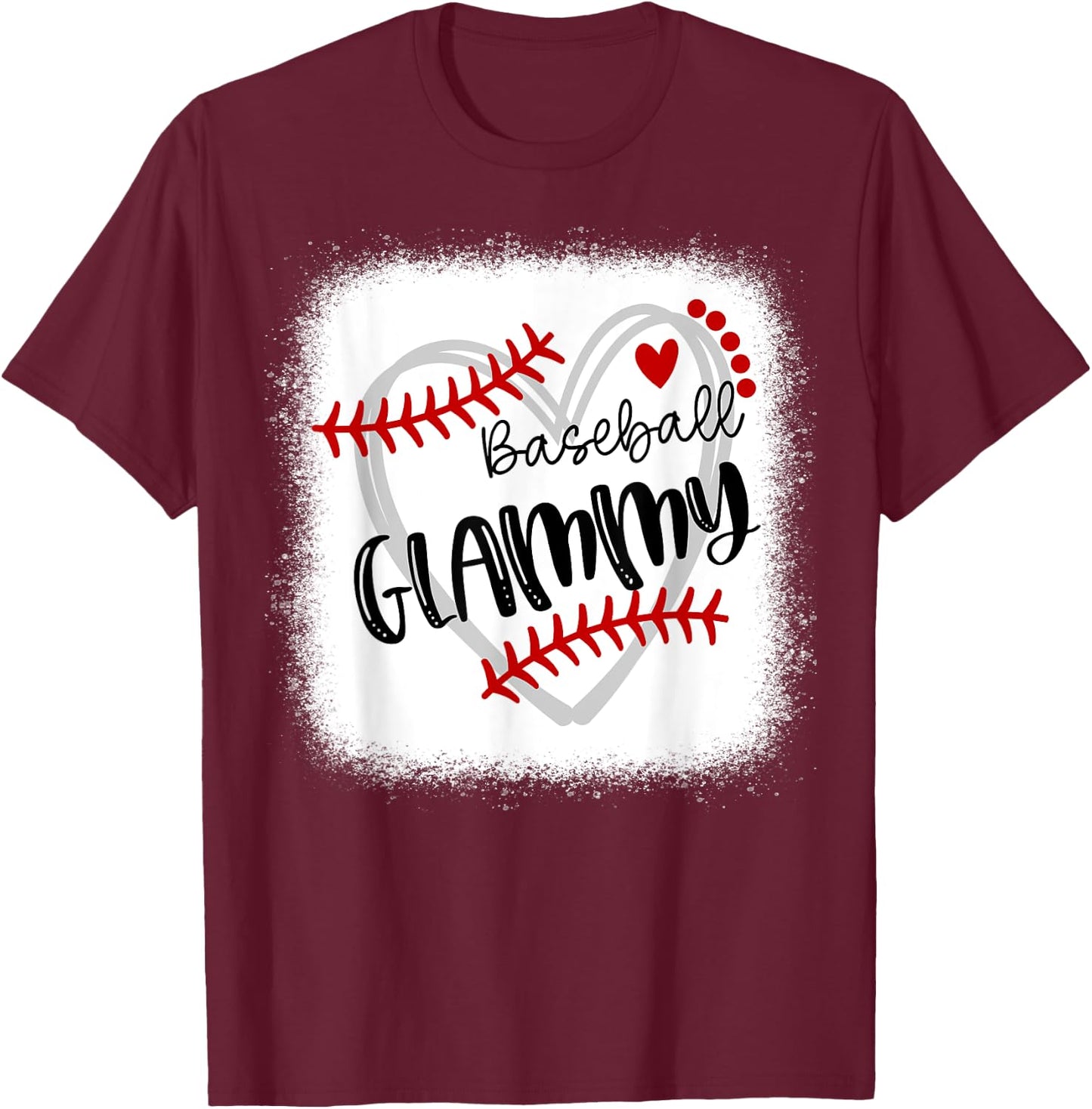 Personalized Baseball Heart Cute Glammy Women Baseball T-Shirt - T-Shirt | Maroon